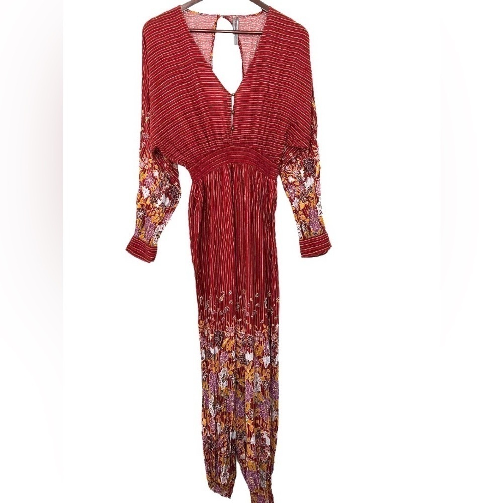 Anthropologie Breezy Open Back Romper Jumpsuit Red Floral Size M - Picture 6 of 13